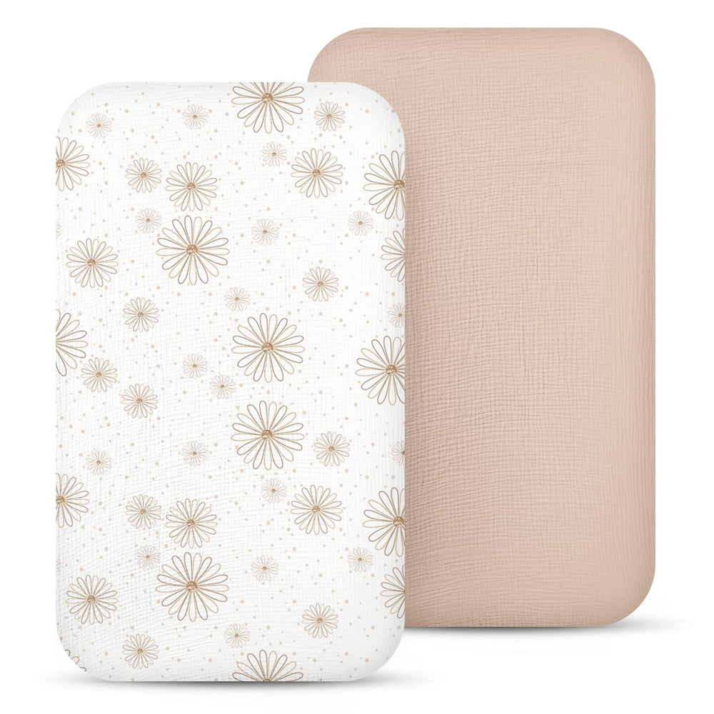 Lulumoon muslin bassinet sheet in soft cotton for gentle newborn comfort and breathability
