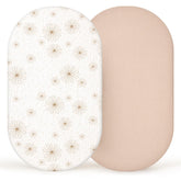 Lulumoon muslin bassinet sheets pattern closeup showing breathable fabric and soft texture