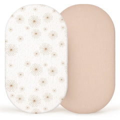 Lulumoon muslin bassinet sheets pattern closeup showing breathable fabric and soft texture