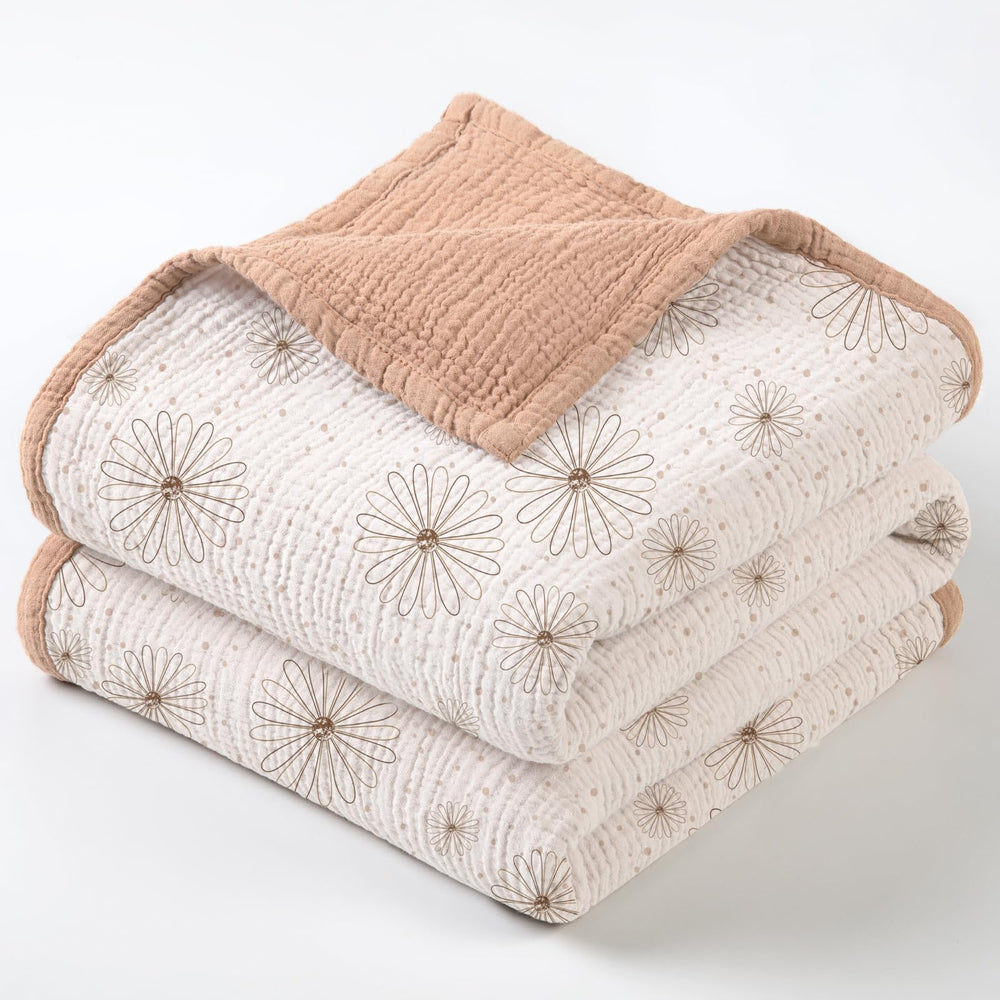 Lulumoon Muslin Blanket Pink Daisy for cozy newborn snuggles