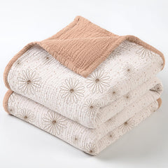 Lulumoon Muslin Blanket Pink Daisy for cozy newborn snuggles