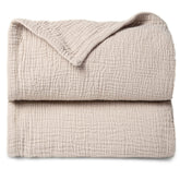 Lulumoon ivory muslin quilt blanket close-up of soft cotton fabric for gentle skin