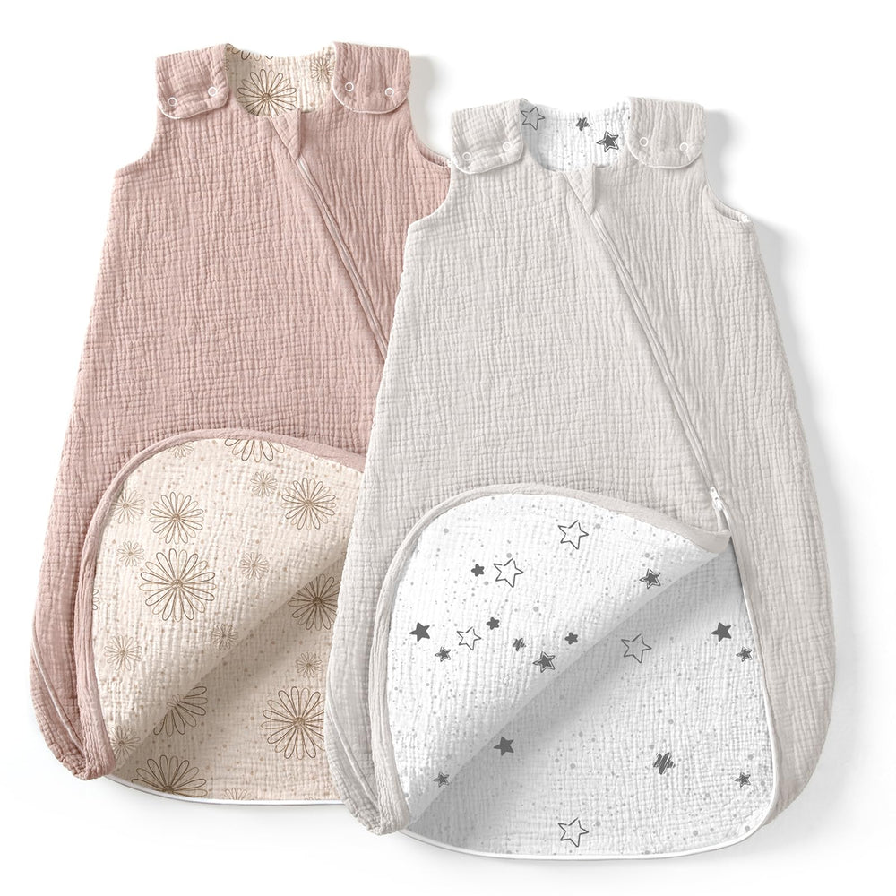 Lulumoon Sleep Sack Muslin with cozy double-layer for year-round comfort.