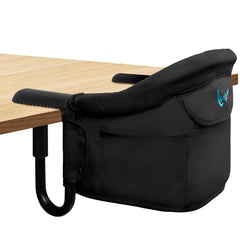lulunemo hook-on high chair foldable black for easy storage and travel.