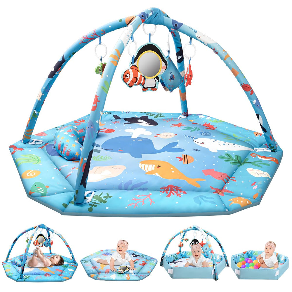 lulunemo Ocean Play Mat overview highlights a roomy, safe space for tummy time