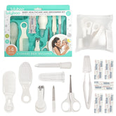 Lulyboo 14-piece grooming kit contents for gentle newborn care on the go.
