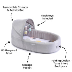 Lulyboo Bubble Travel Lounge changing pads included for on-the-go diaper changes.