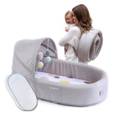 Lulyboo Bubble Travel Lounge setup ready for quick play and changing on the go.