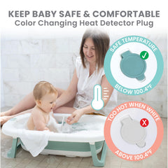 Lulyboo collapsible baby bathtub in use, keeping baby comfy during bath time