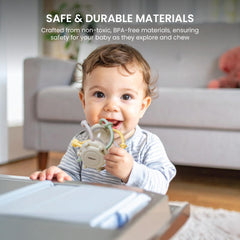 Lulyboo Teether Rattle textured surface encouraging tactile exploration and gum relief.