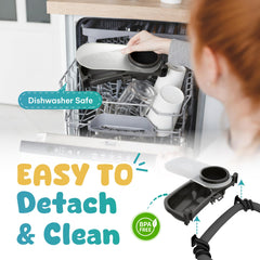 LUMARA stroller tray with dust cover protects snacks from dirt.