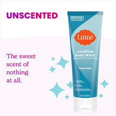 Lume Acidified Body Wash lather forms a creamy cleanse.