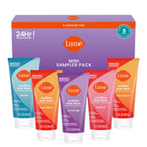 Lume Acidified Body Wash mini set front view shows five scents for odor control.