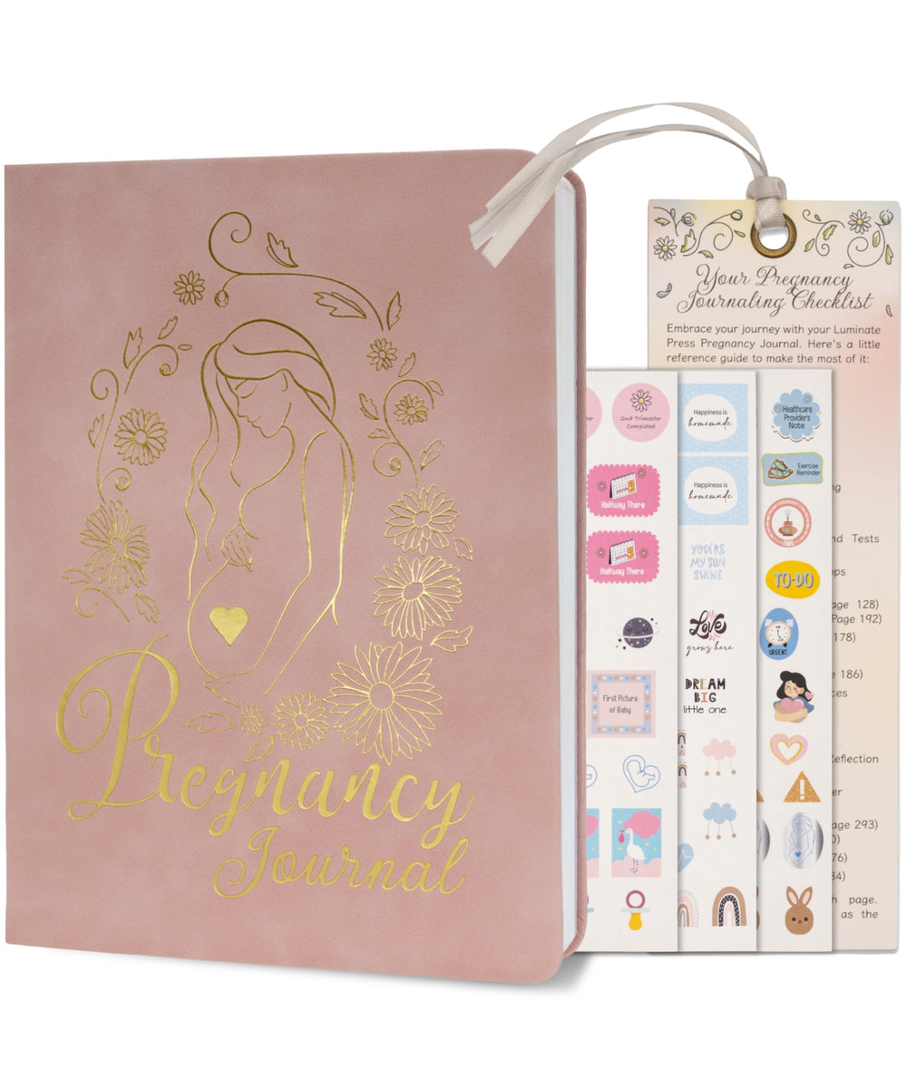 Luminate Press Keepsake Pregnancy Journal cover with premium vegan leather for an elegant look.