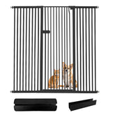 Lumizone extra tall cat gate blocks cat jumps at doorway in black finish