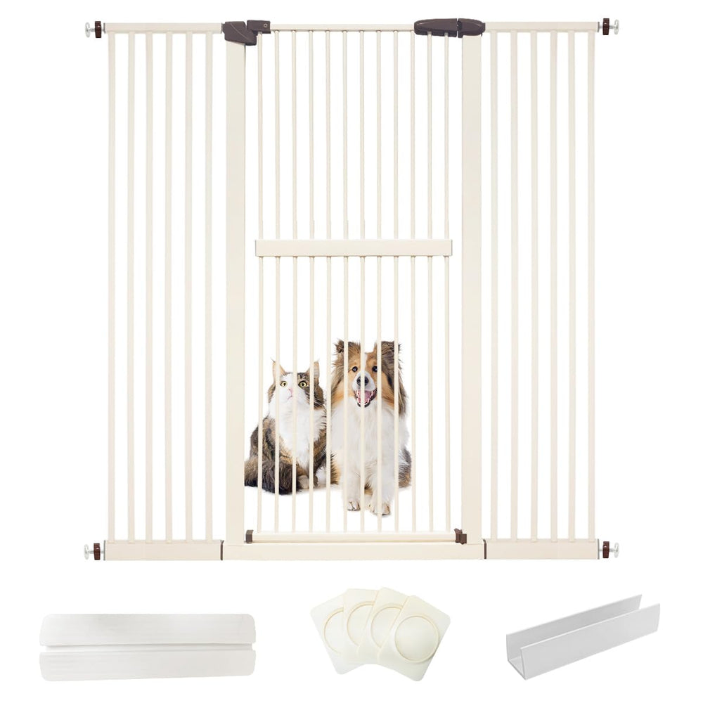 Lumizone extra tall cat gate, 61.02 inches high, closed for secure containment.