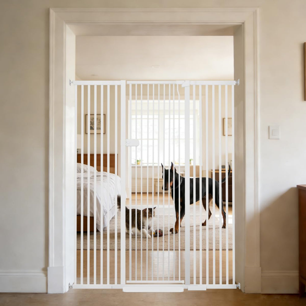 Lumizone extra tall cat gate blocks escapes with a 61.02-inch height.