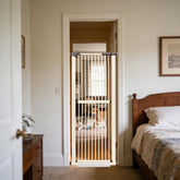 Lumizone extra tall cat gate in cream helps prevent jumping and escapes