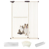 Lumizone extra tall cat gate cream installed in a doorway to deter climbing