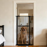 Lumizone extra tall gate in black shown keeping cats safely contained