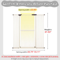 Lumizone width adjustable gate fits openings from 50.79 to 55.11 inches