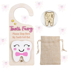 Lummitwit Tooth Fairy door hanging pink guides kids during tooth handover with whimsy