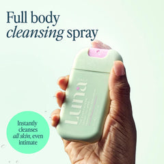 Luna Daily spray application onto skin; soothing, fragrance-free use for sensitive areas