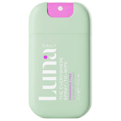 Luna Daily Body Cleansing Spray bottle closeup; gentle, pH-balanced formula for all skin