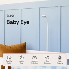 Luna Home floor stand enables stable top-down baby monitoring