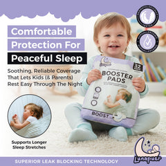 Lunapuer adhesive diaper insert with secure-fit to stay put.