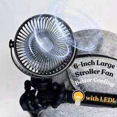 LuneEnfant portable stroller fan with clip for on-the-go cooling.