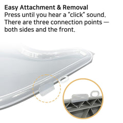 LUNELL tray cover side-hook holes enable straps and clips for convenience.