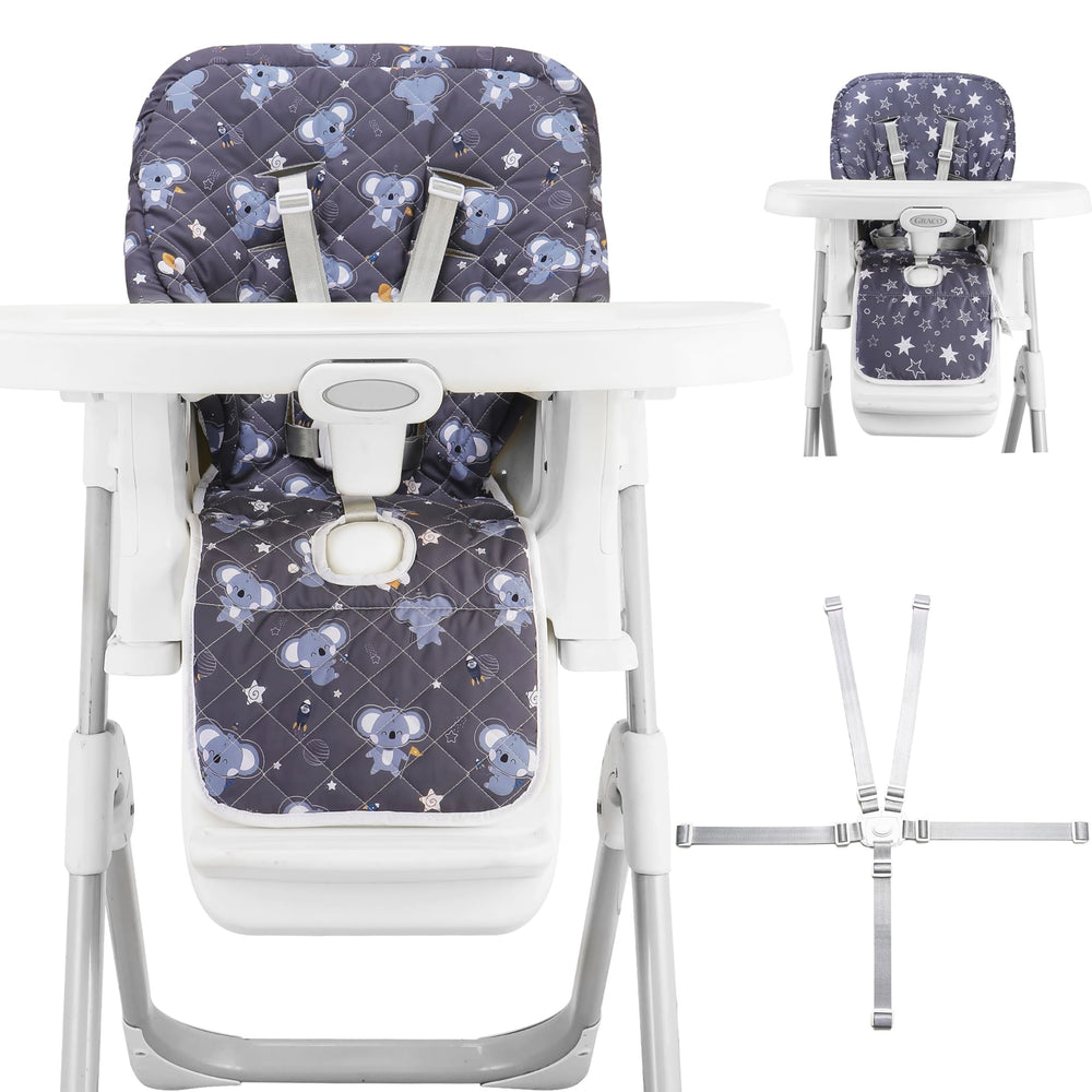 Lunobubo high chair cover 2in1 reversible offers comfy support during meals.