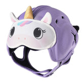 Lurui baby safety helmet with purple unicorn design provides ultra-light protection for crawlers.