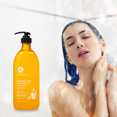 Luseta body wash shows creamy texture for gentle cleansing