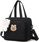 Lushandy baby diaper bag tote front view with organized pockets for easy travel