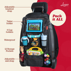 Lusso Gear backseat organizer gray reinforced corners close-up highlights durability
