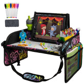 Lusso Gear kids travel tray floral table setup for car seat travel