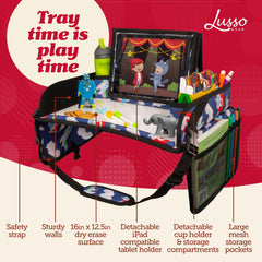 Lusso Gear dry erase surface shown for kid activities during travel.