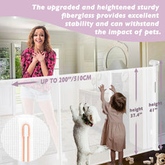 Luvcoo 41-inch tall gate shown at stairs for extra height and safety