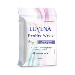 Luvena feminine wipes travel pack ready for on-the-go freshness.