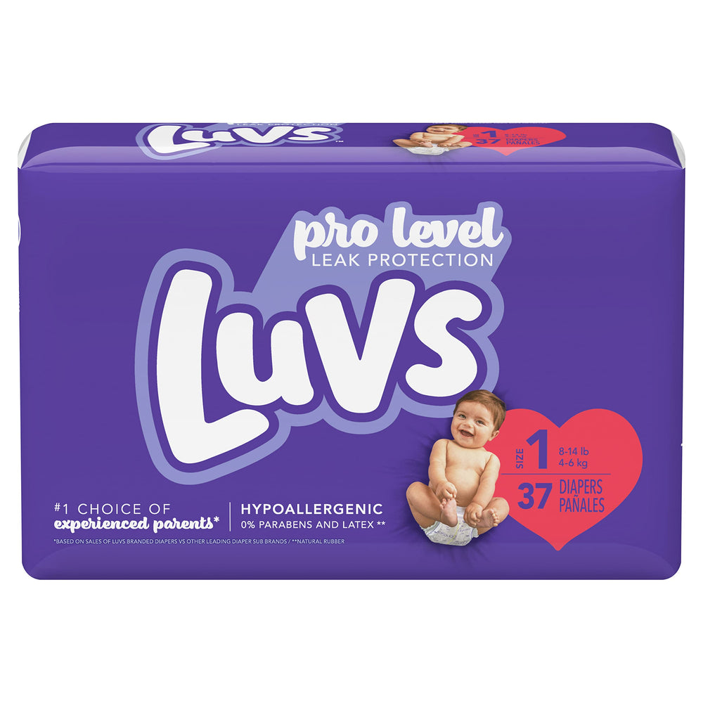 Luvs Diapers Size 1 front view for easy daily changes.