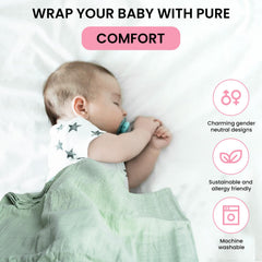 Bundle of 3 Luvvie swaddle blankets for versatile baby care moments.