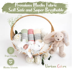 Close-up of Luvvie swaddle fabric showing soft, pre-washed texture.