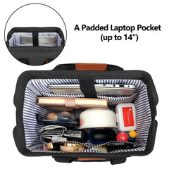 LUXJA breast pump bag padded laptop pocket supports working moms on the go.