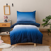 Luxlovery toddler comforter gradient blue close-up shows soft microfiber finish.