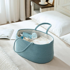 Luxury Little diaper caddy with removable divider creates three compartments for quick access.
