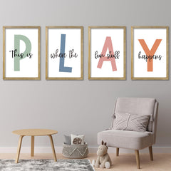 LuZhiQiang fun stuff happens four-pack wall signs for playroom decor.