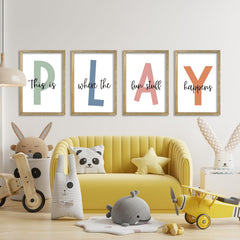 LuZhiQiang playroom wall art montage enhances nurseries and kids' bedrooms.