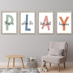 LuZhiQiang wood-framed signs brighten kids' playroom walls with rustic charm.